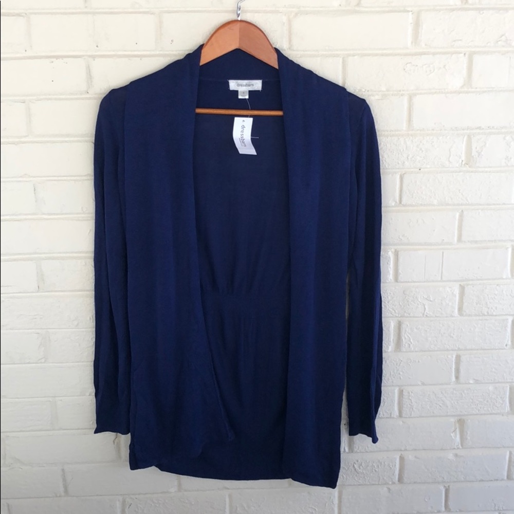 NWT Dress Barn Navy Blue Open Long Cardigan S